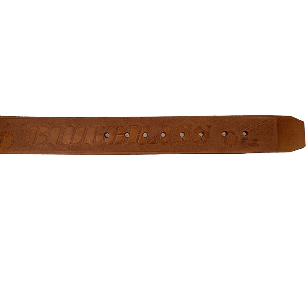 Vintage Tooled Bluegrass Music Brown Leather Belt Size 30 Made in USA - Picture 5 of 10